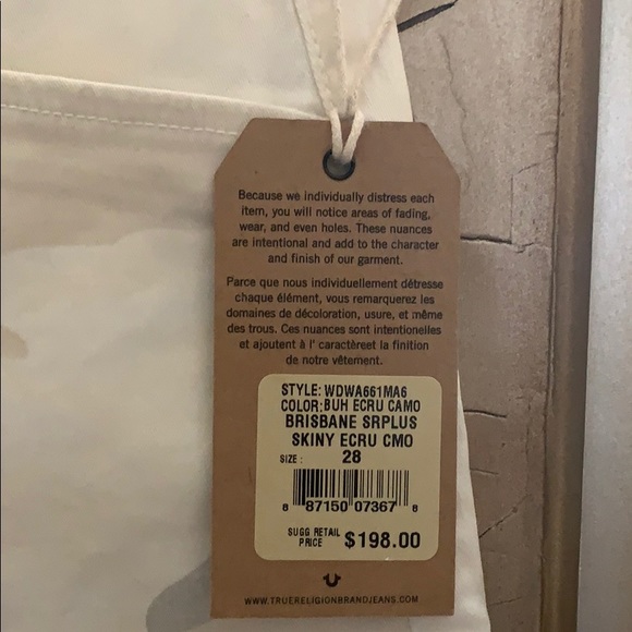 NWT! True religion light army print skinny jeans! - Picture 2 of 5